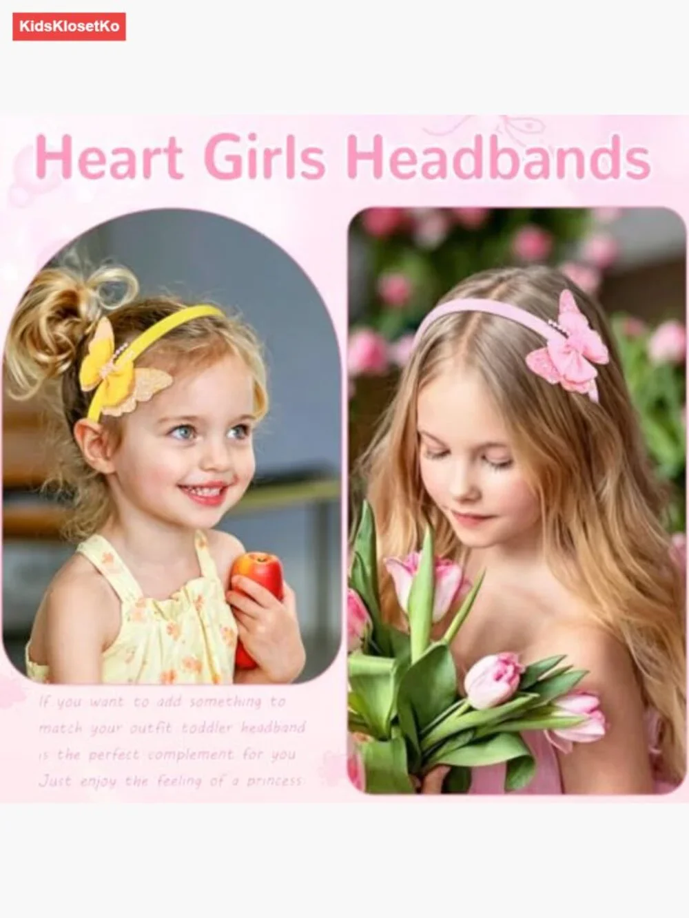 4Pcs Butterfly Headbands with Bow Non Slip Hoops Hair Accessories